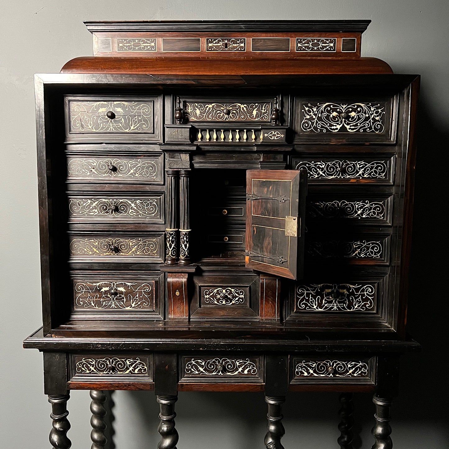 Italian Ebonised and Ivory Inlaid Cabinet on Stand c.1680