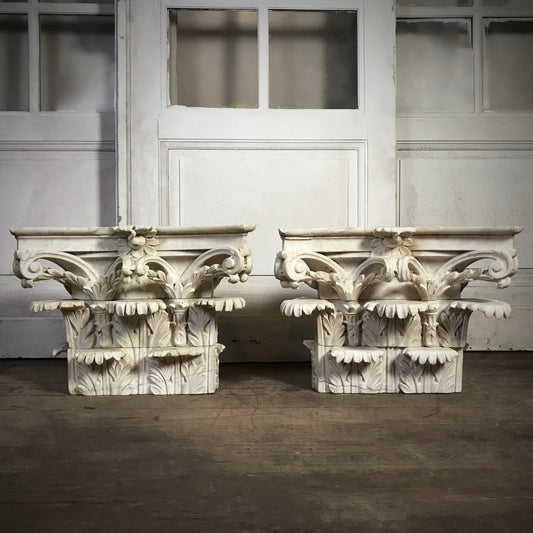 Pair of Italian Carrara Marble Capitals c.1780