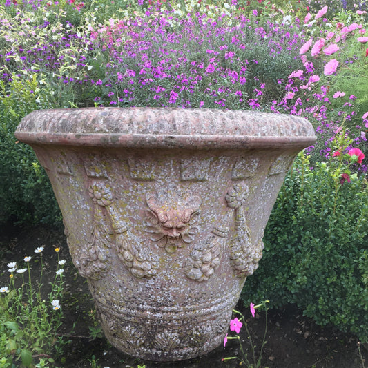 Pair of Large Italian Terracotta Planters with Satyrs Faces