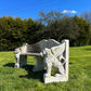 Italian Marble Di Latte Garden Lion Bench