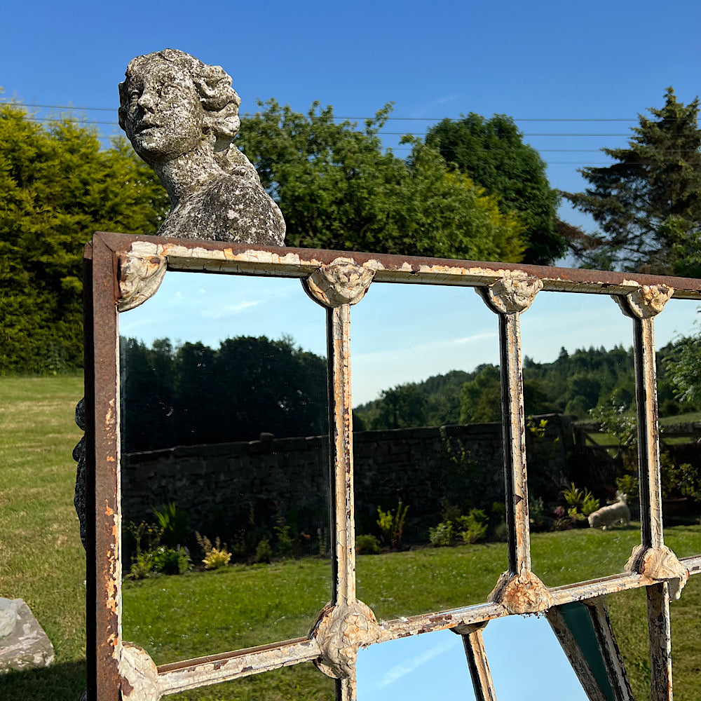 Cast Iron English Reclaimed Window Mirror c.1850