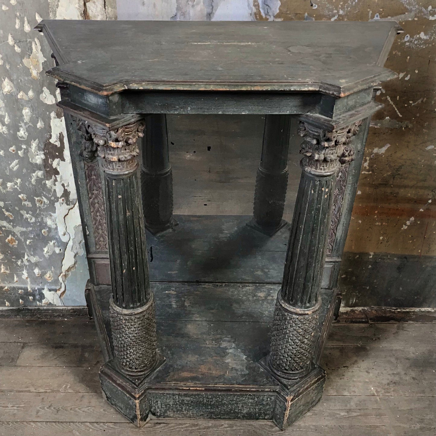 Carved Venetian Console with Mercury Mirror