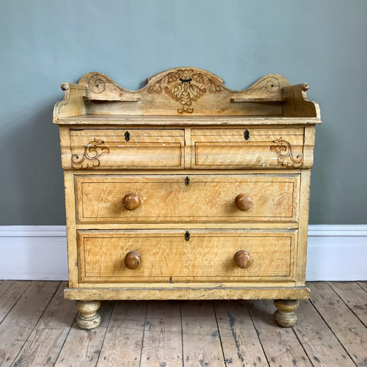 A Victorian Pine Chest of Drawers In Original Paint Finish