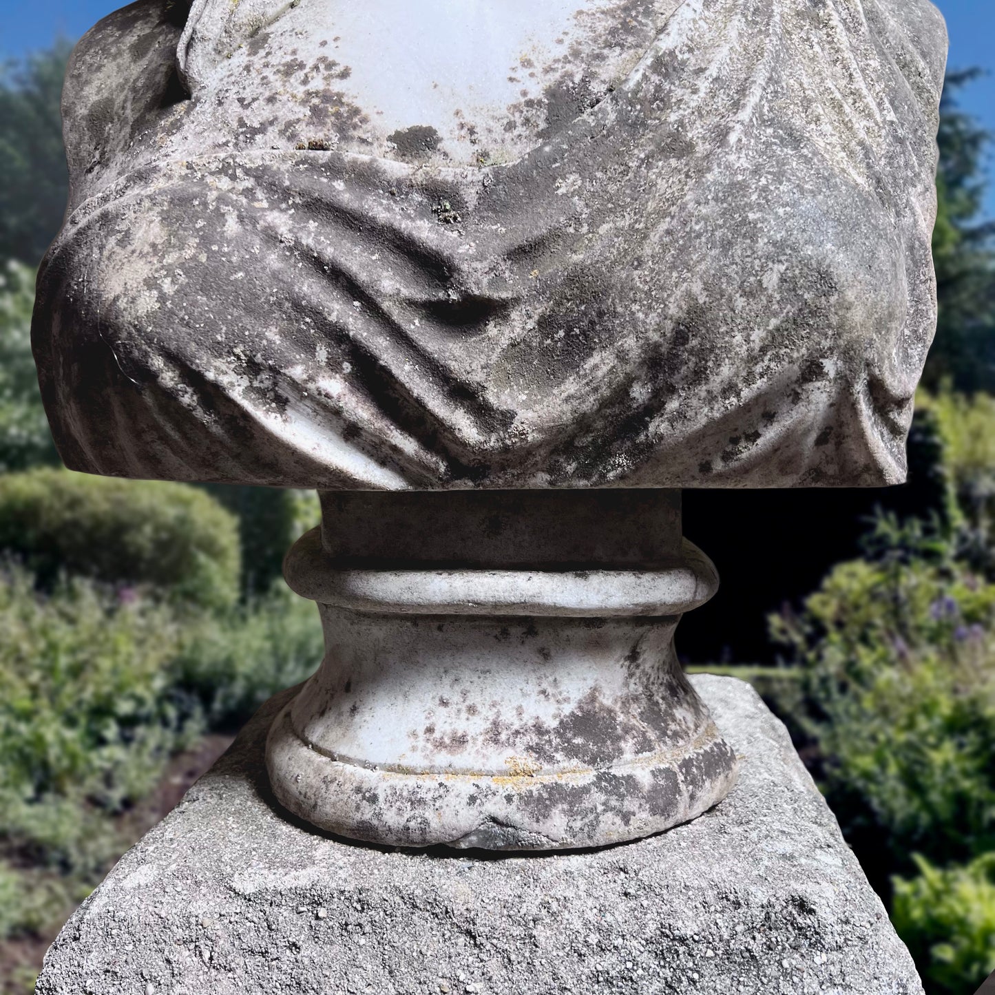 Carrara Marble Bust of Flora on Plinth Late 20th Century