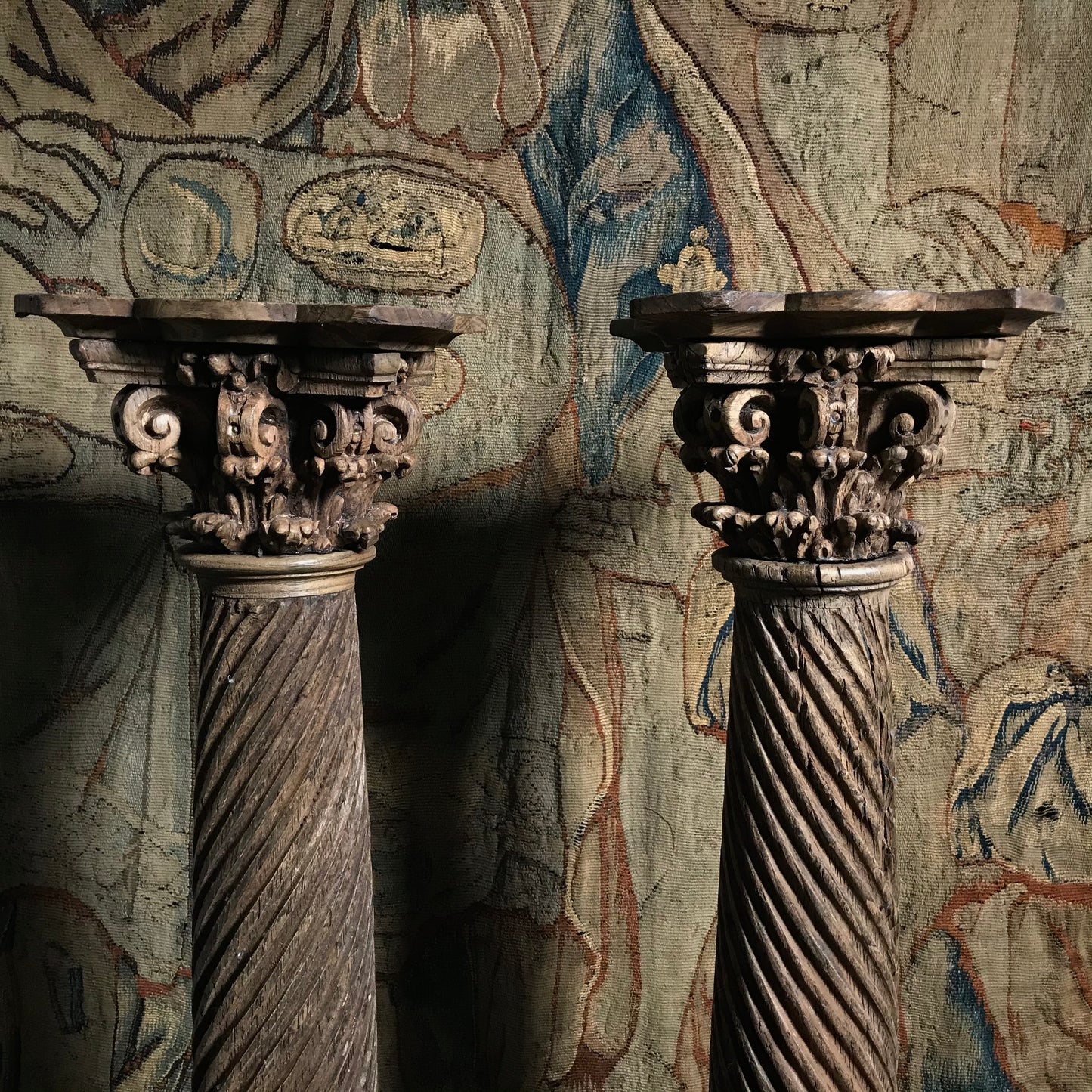 Pair of Ornately Carved Columns c.1650