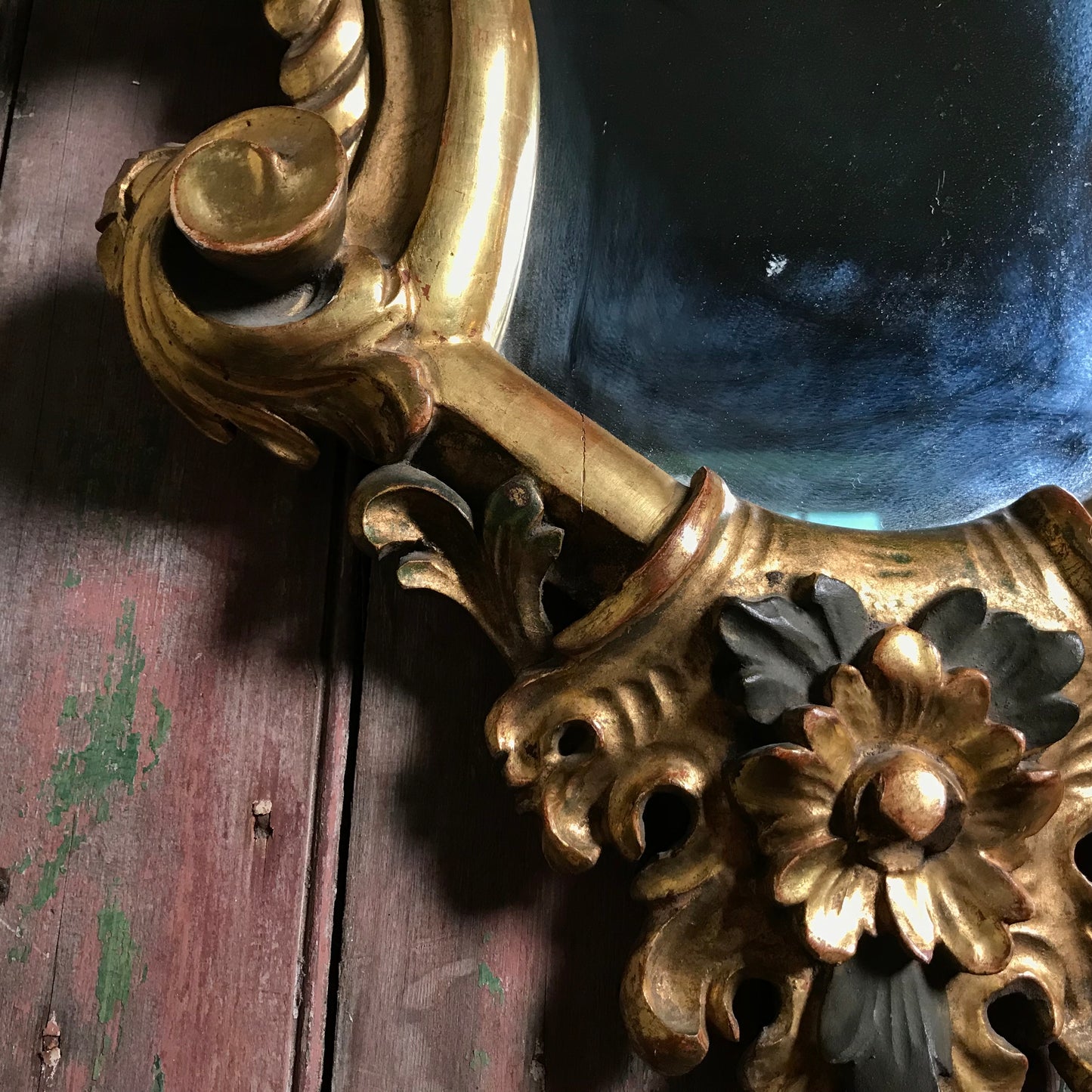 Gilded Cartouche-Form Mirror Late 19th Century.