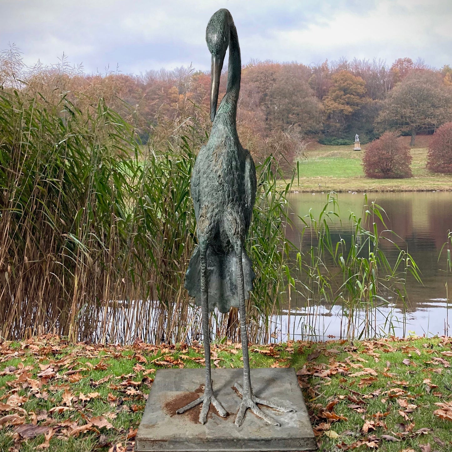 Victorian Bronze Crane Garden Sculpture