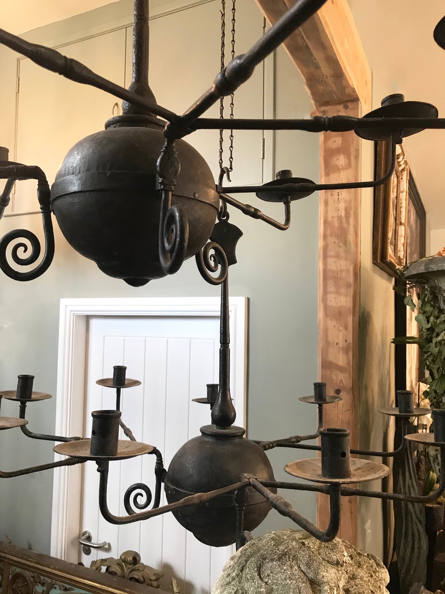 Early English Forged Iron Chandeliers
