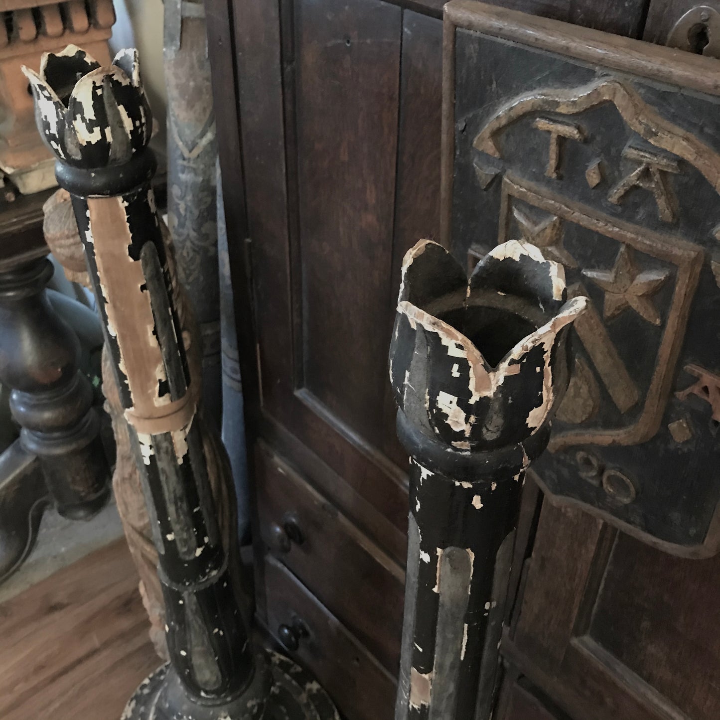 Pair of Tall Floor-standing Italian Candle-stands c.1700