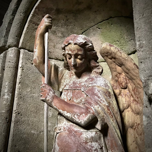 Flemish Terracotta Sculpture of Archangel Michael and Niche