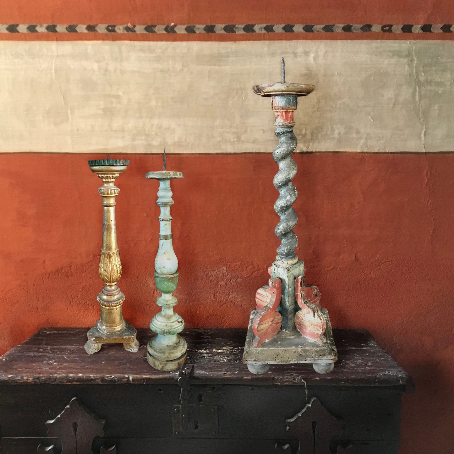 Large Italian Polychrome Candle-stand c.1750