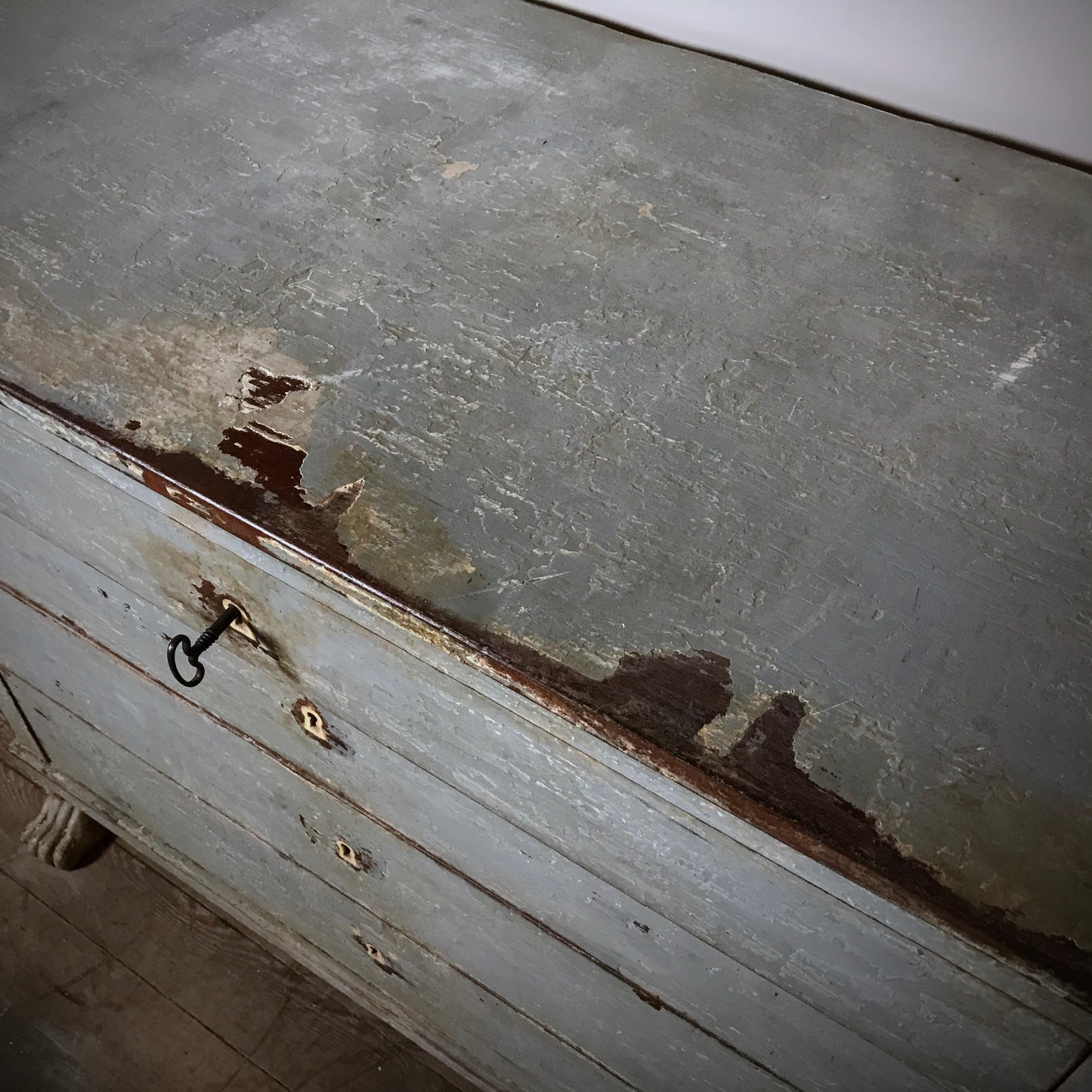 Gustavian Light Powder Blue-Painted Commode c.1780