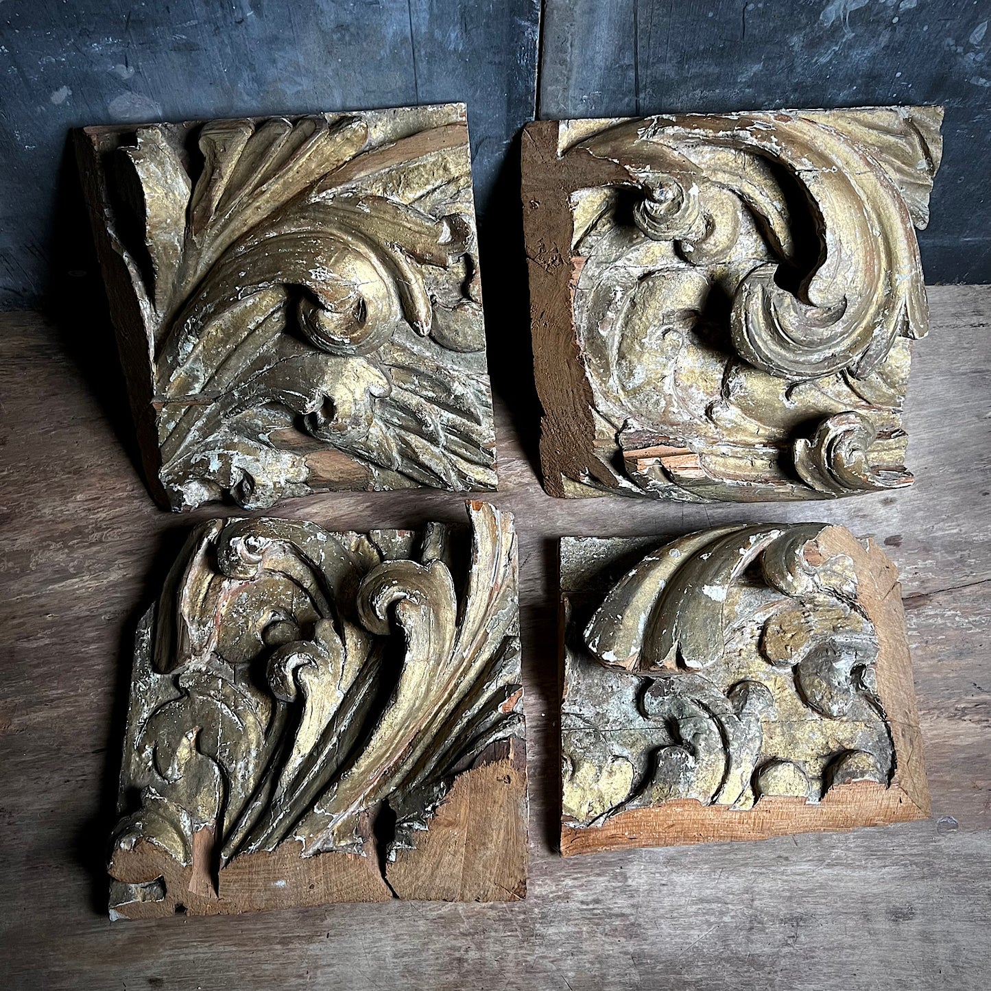 Collection of Carved Baroque Scroll Fragments c.1680