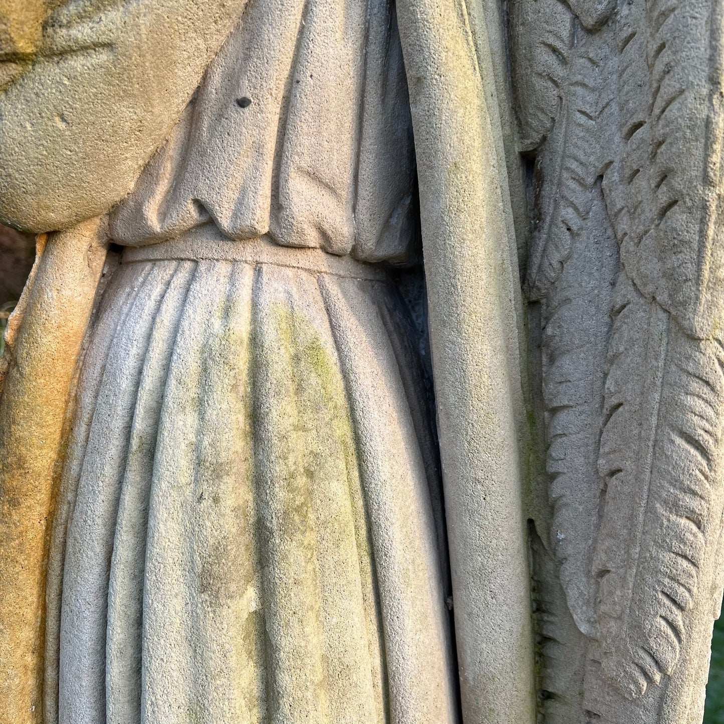 French Limestone Carved Angel Late 19th Century