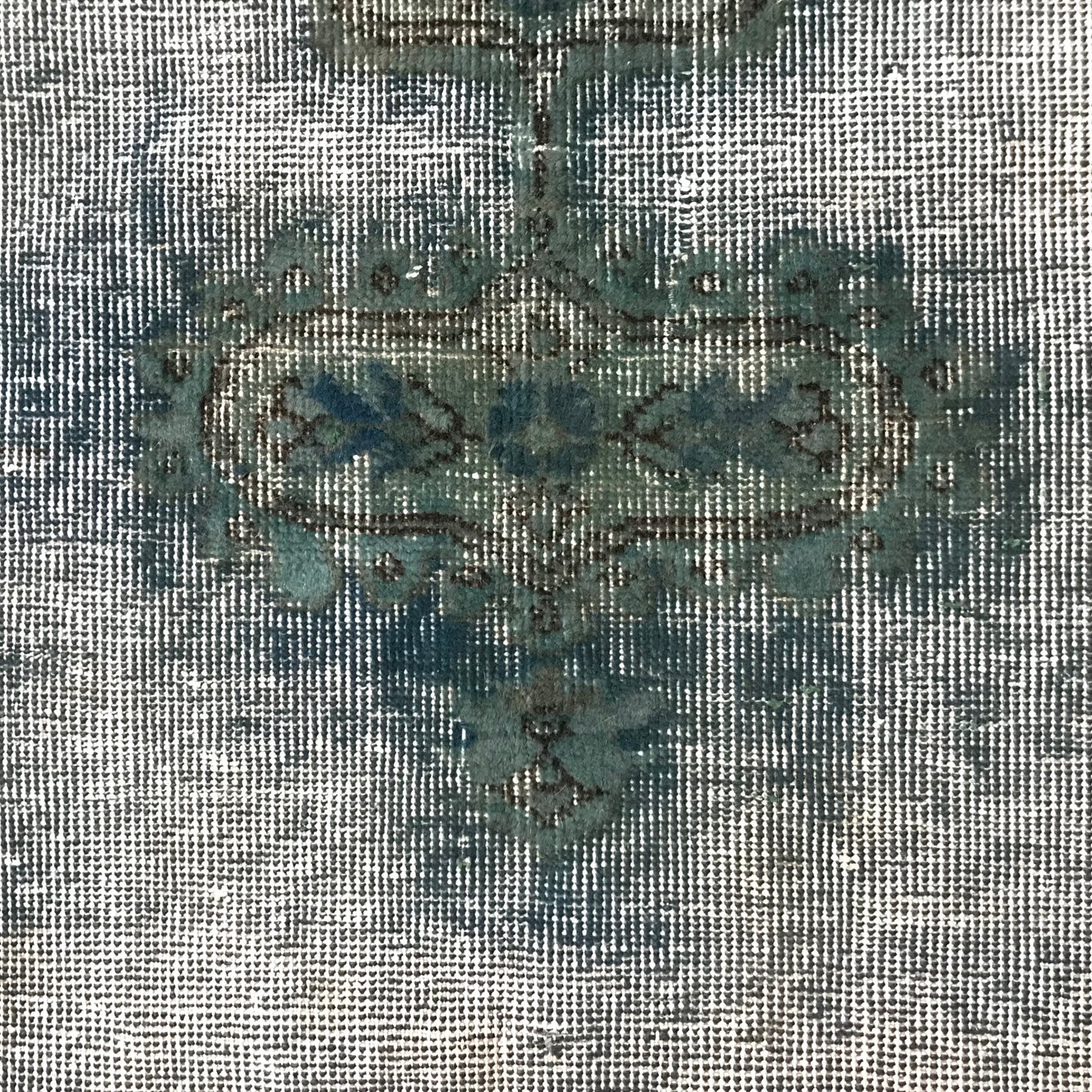 Antique Artisan Re-Worked Turkish Carpet Faded Turquoise