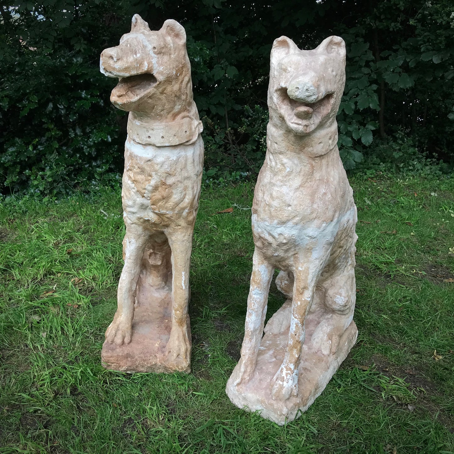 Pair of Plaster Maquette Grotesque Hounds