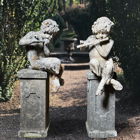 The Flute Playing Fauns on Plinths