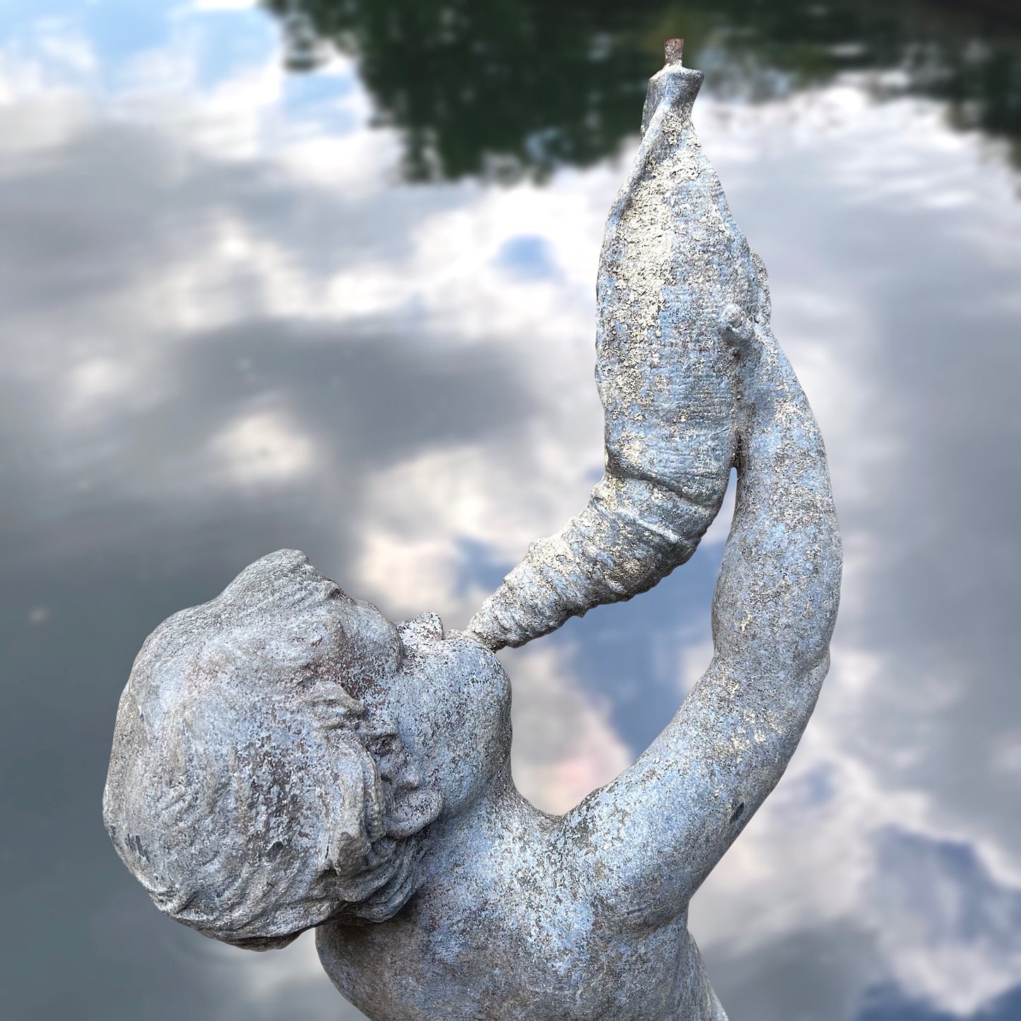 J. P. White Lead Putti with Conch Shell Fountain c.1920