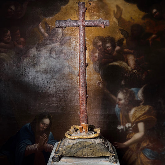 Northern Italian Altar Crucifix with Serpent Vanitas c.1750