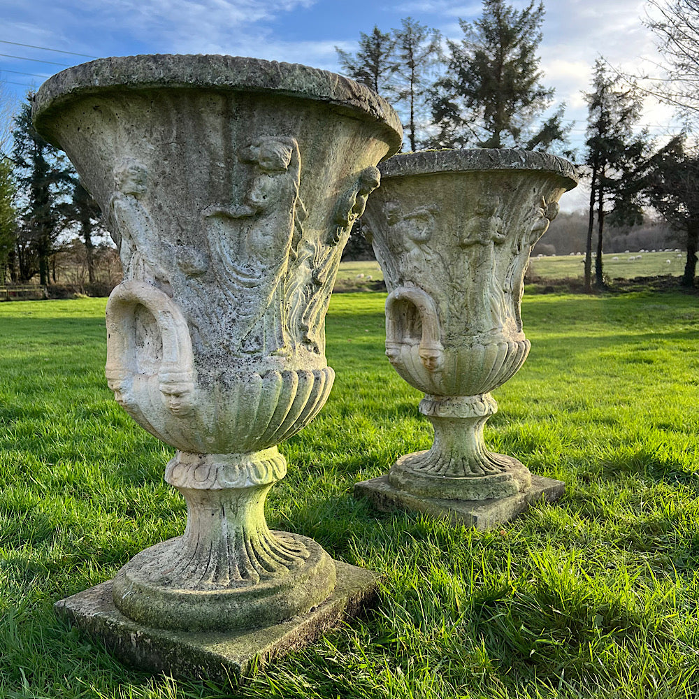 Pair of Large Lobed ‘Medici’ Urns