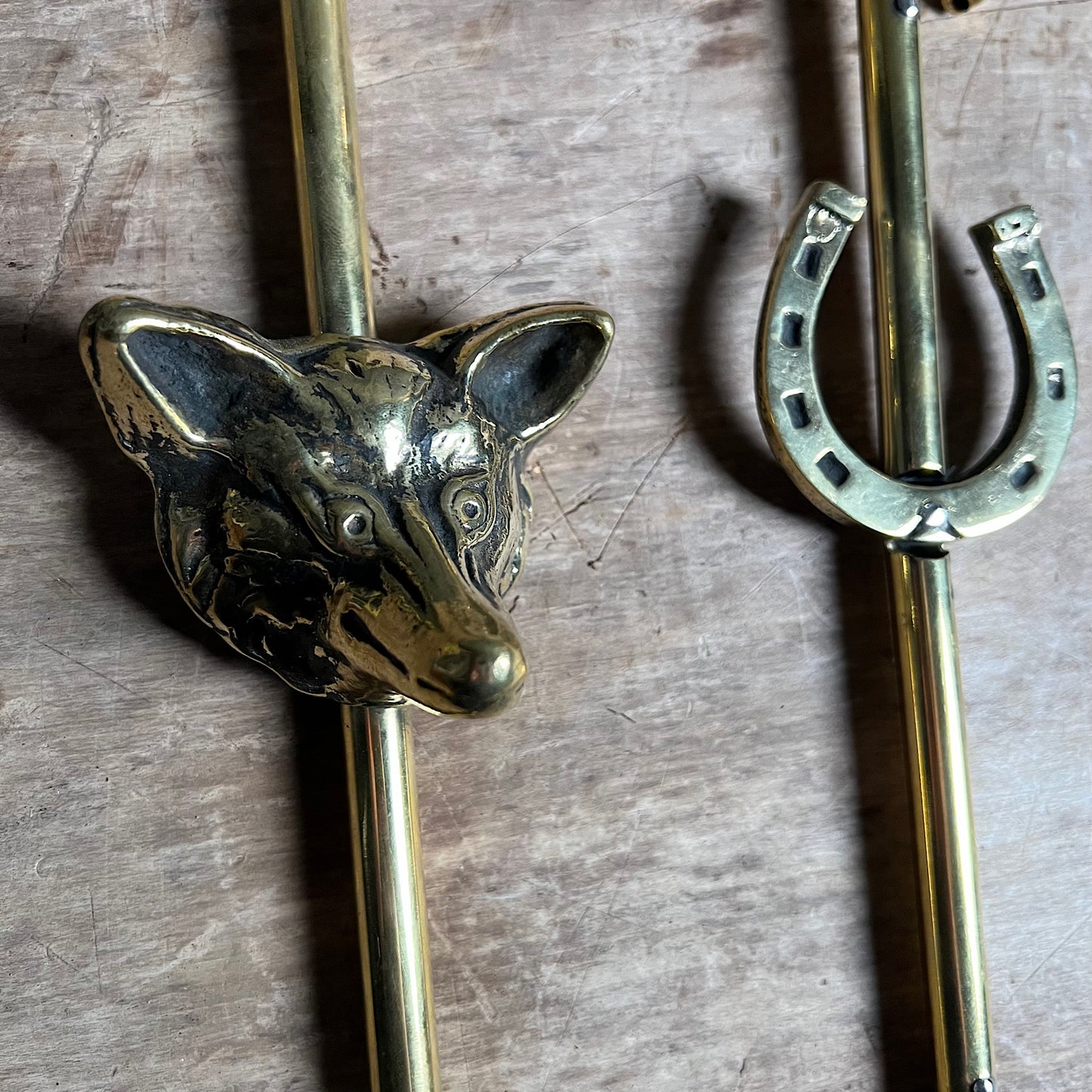 Cunning Fox and Lucky Horseshoe Riding Boot Pulls c.1890