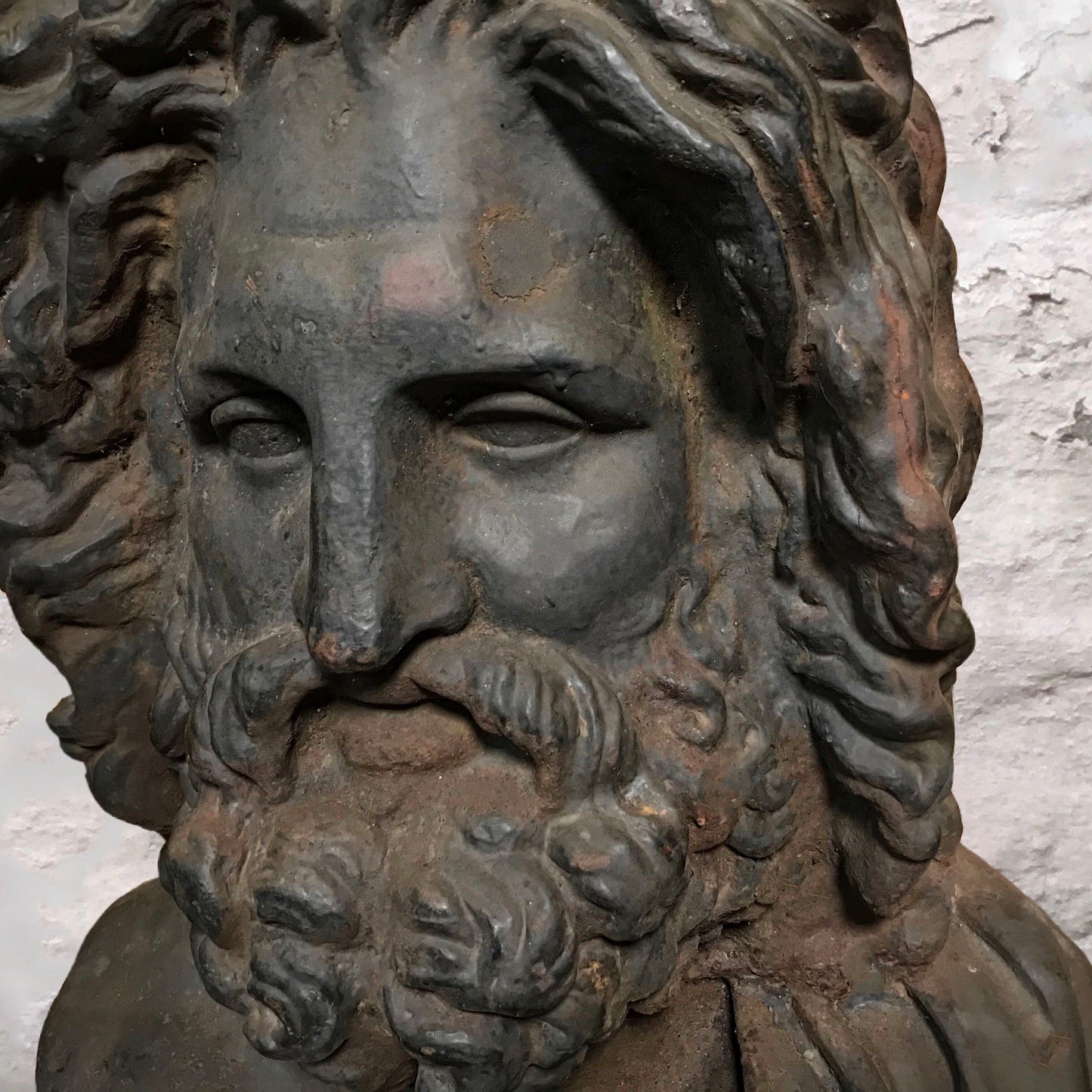 Monolithic Cast Iron Bust of the God Zeus of Otricoli.