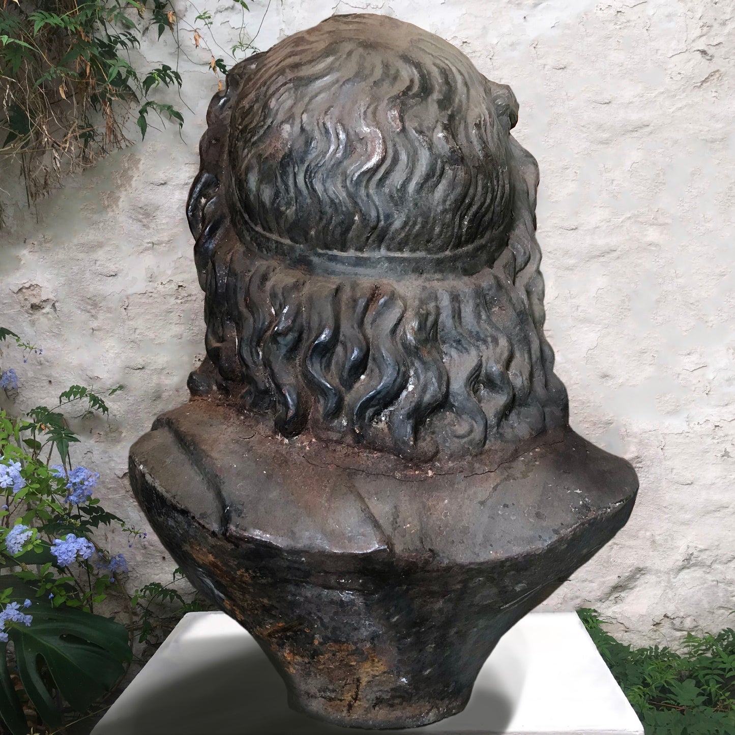 Monolithic Cast Iron Bust of the God Zeus of Otricoli.