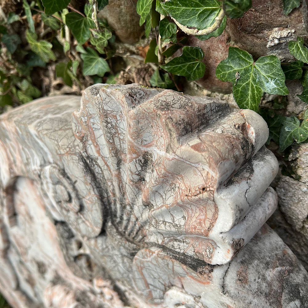 Italian Marble Wall Fountain Head Frieze Early 20th Century