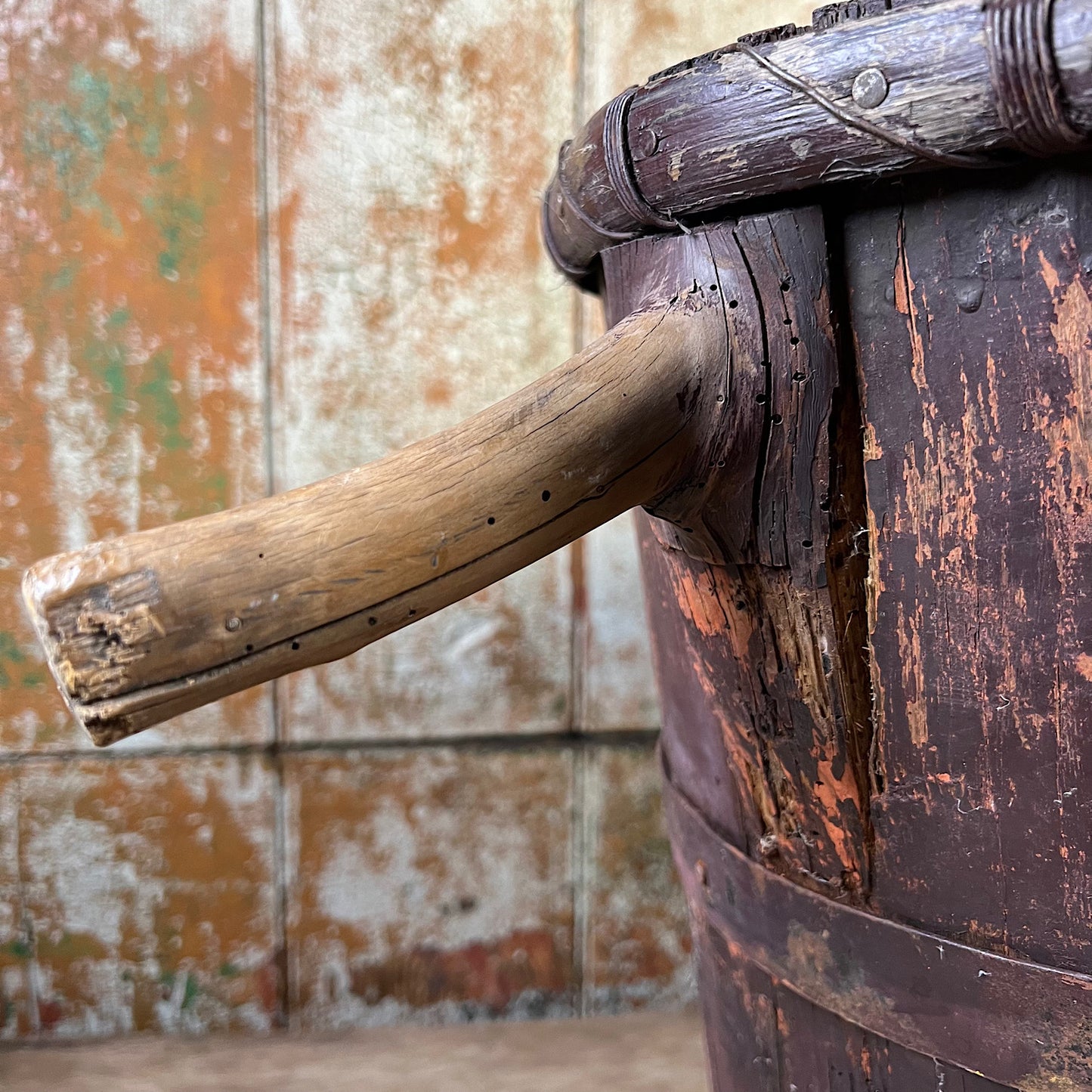 Wooden French Vineyard Grape Hod/Bucket Late 19th Century