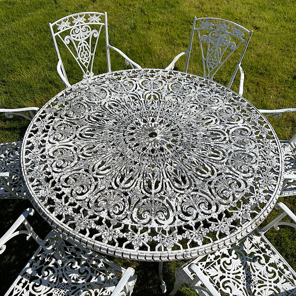 Victorian Round Garden Set with 6 Chairs in Aluminium, from Crowe Hall, Bath