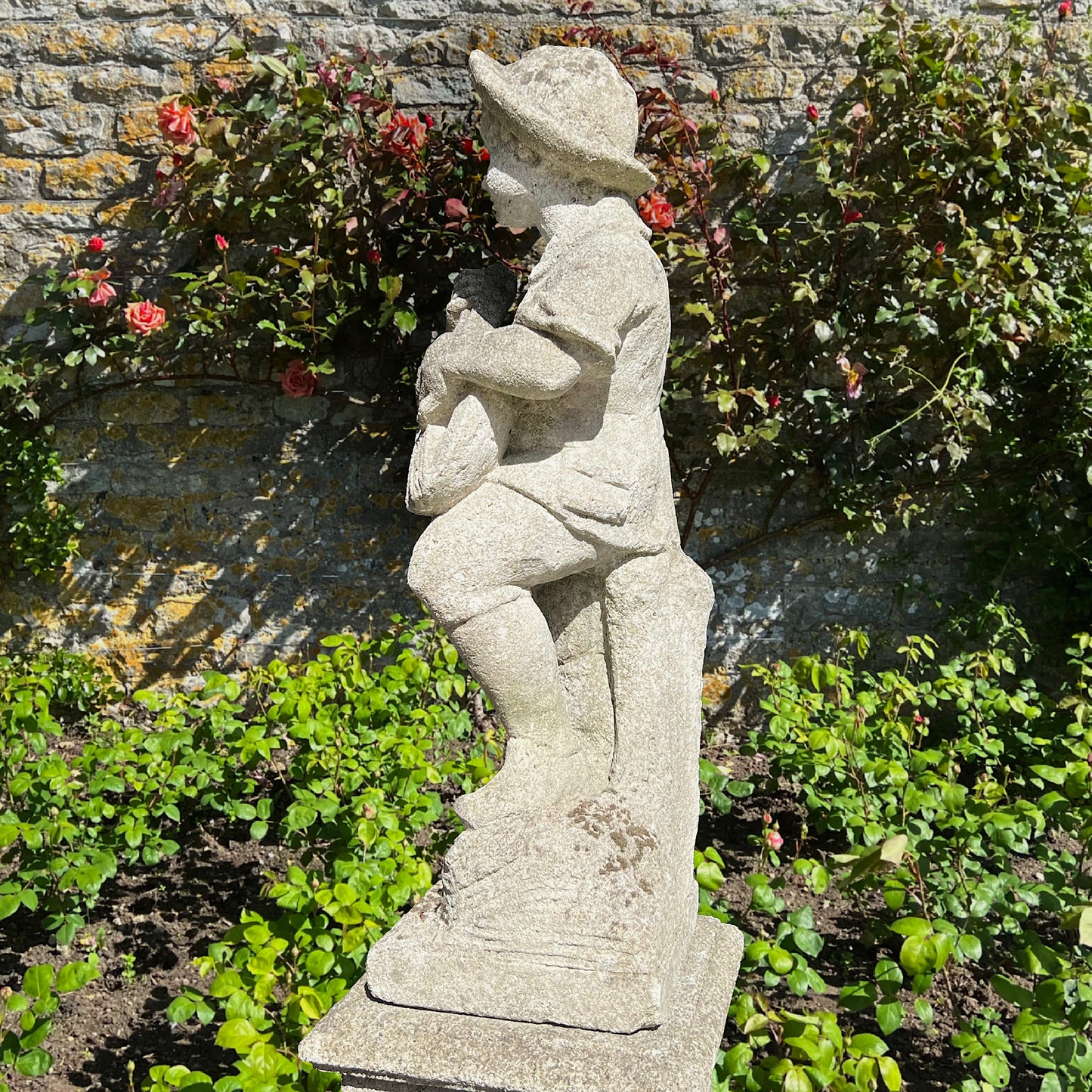 Pietra Di Vicenza Stone Boy with Lute Mid 20th Century