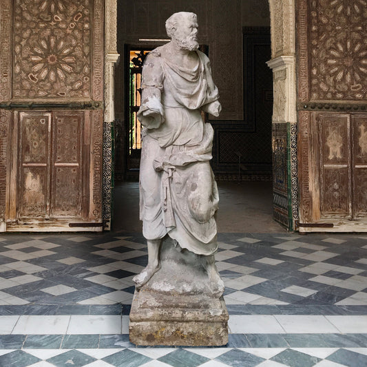 Exquisite 17th-18th Century Limestone Statue of Aristotle from French Chateaux de Percy-Le-Pautel