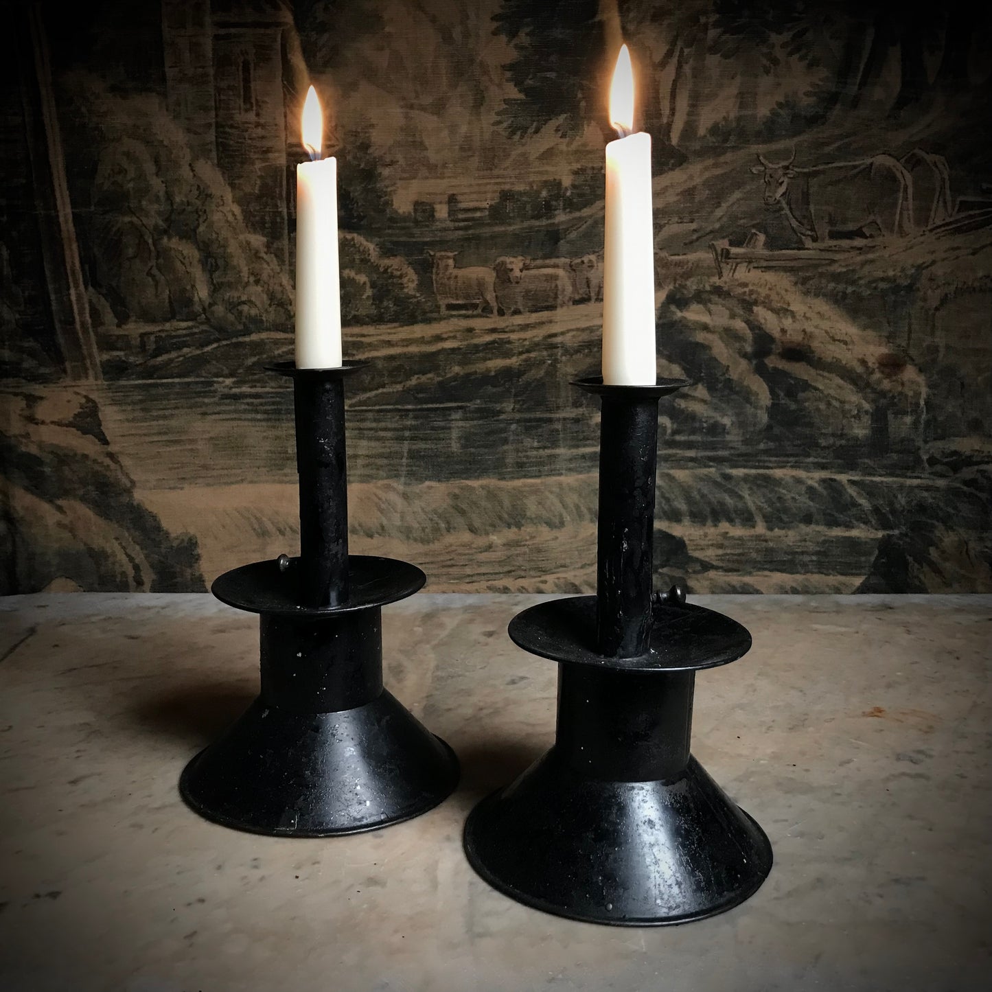 Rare Pair of Toleware Candlesticks c.1820