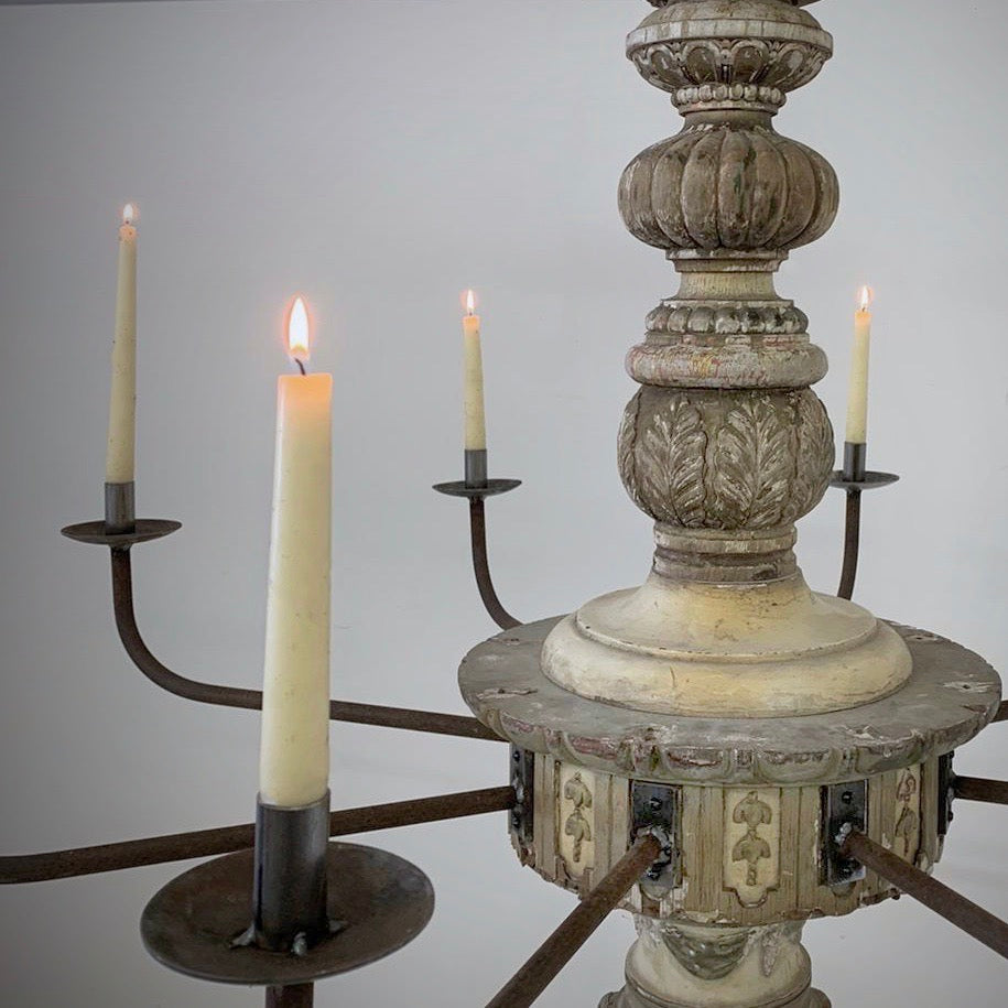 English Chandelier with Blacksmith Made Arms c.1780