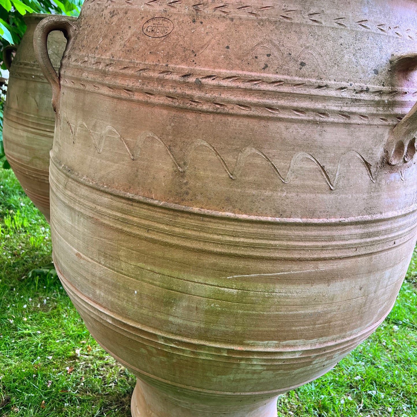 An XL Pair of Terracotta Cretan Greek Pithoi Jars