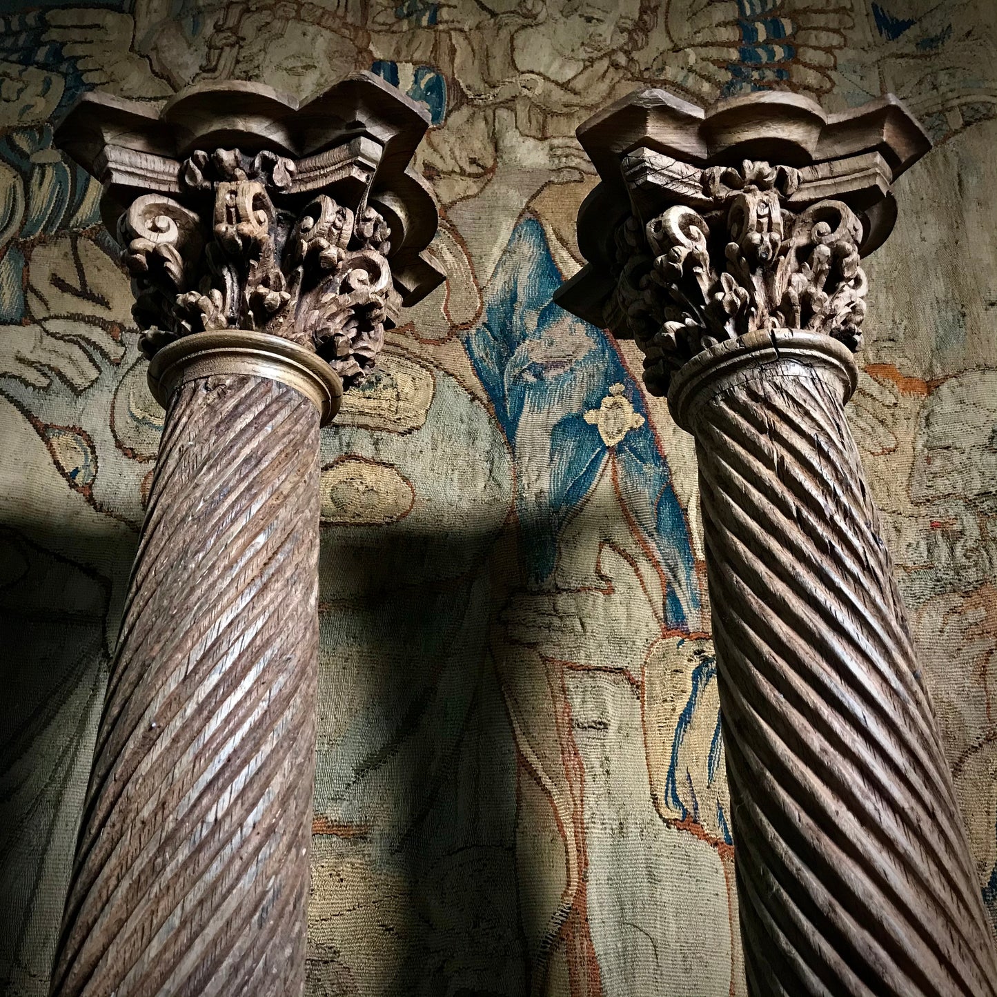 Pair of Ornately Carved Columns c.1650