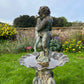 French Bronze Boy Holding Carp Fountain