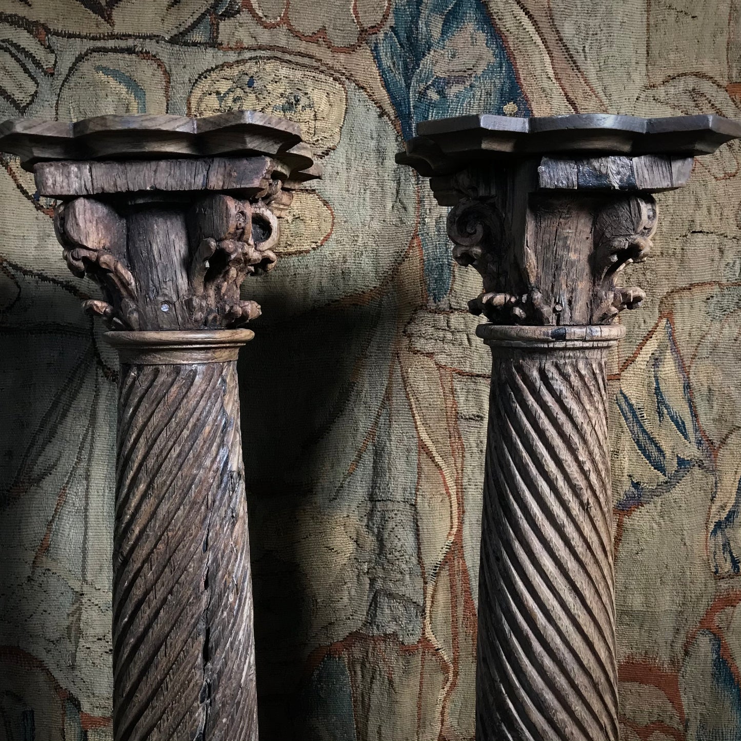 Pair of Ornately Carved Columns c.1650