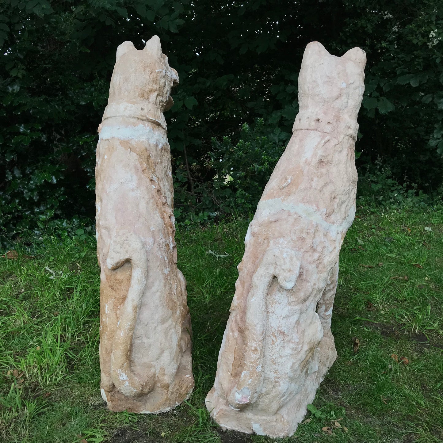 Pair of Plaster Maquette Grotesque Hounds