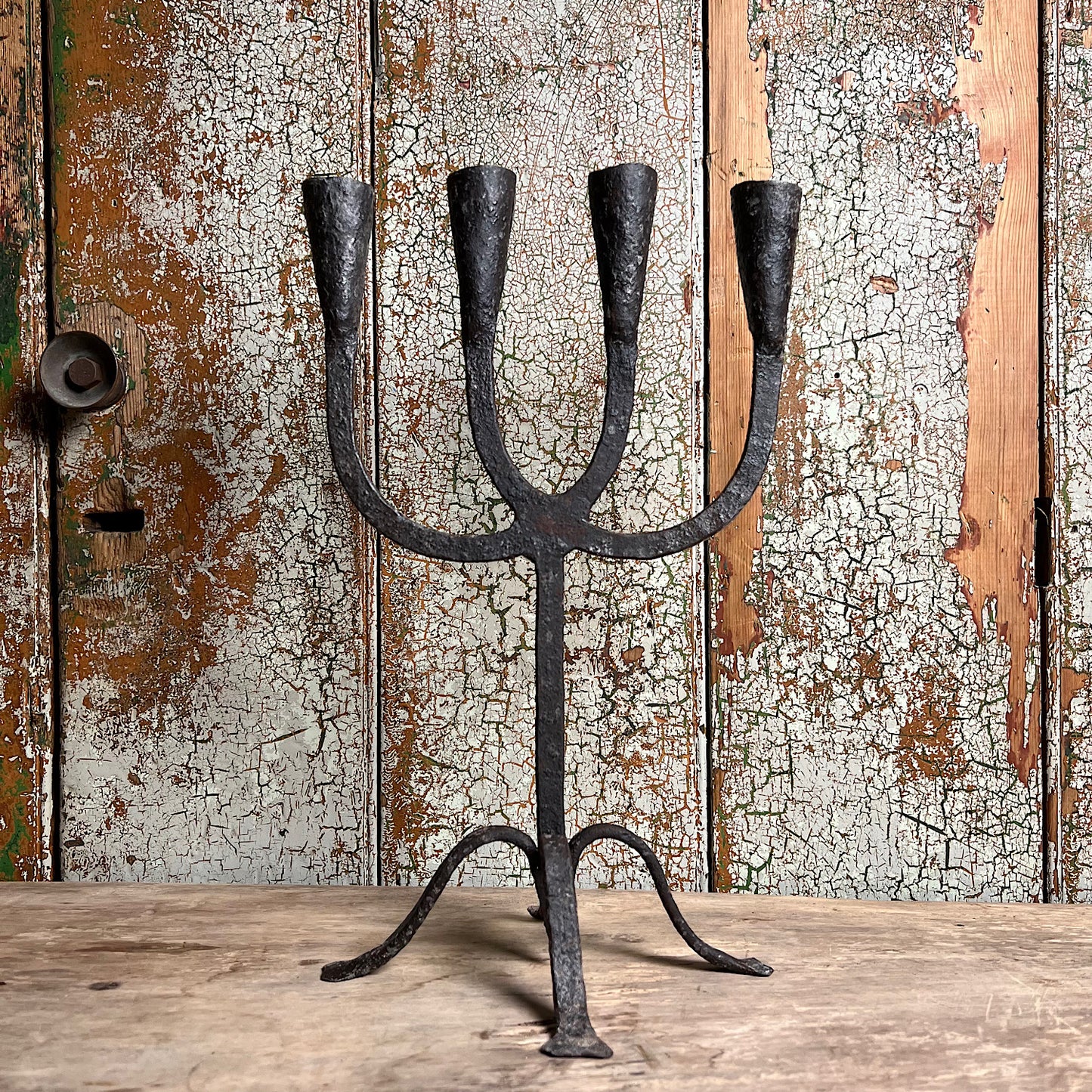 Scandinavian Wrought Iron Candle Holder c.1800