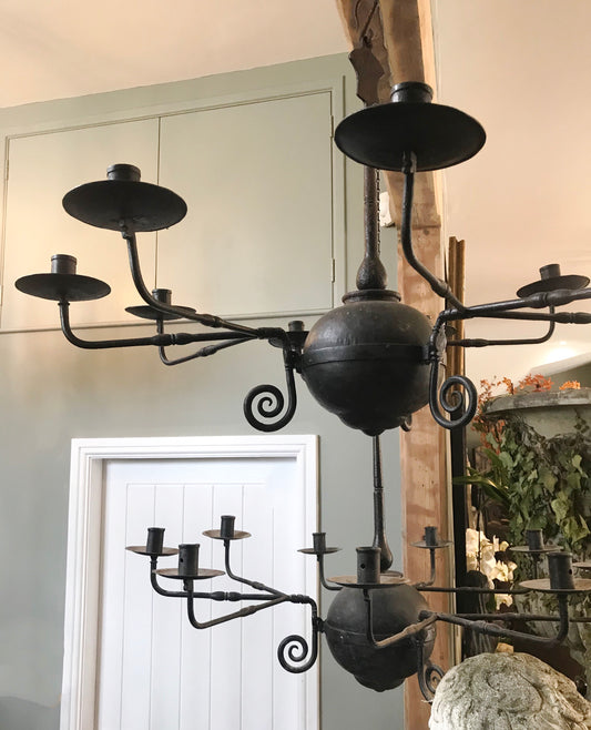 Early English Forged Iron Chandeliers