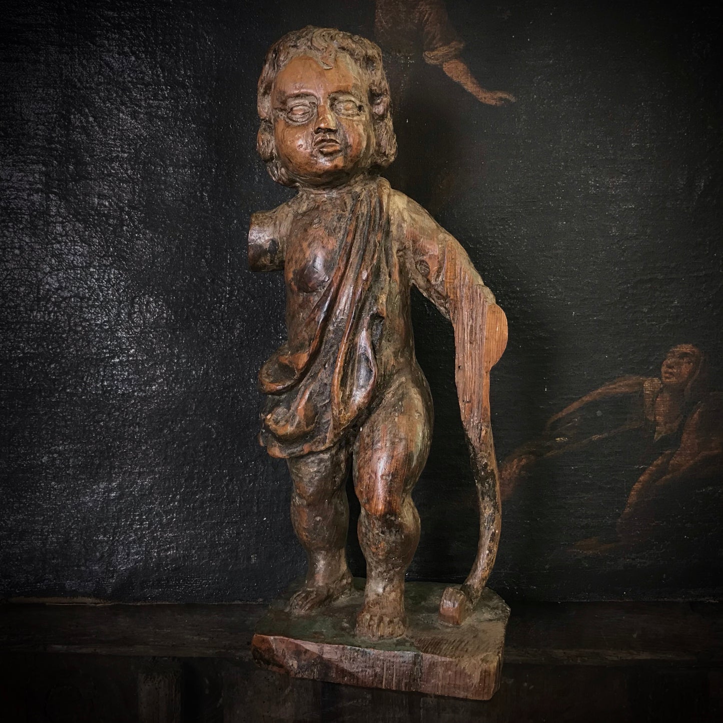 Early Carved Wooden Figure of Saint John the Baptist 13th Century