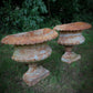 Pair of French Demilune Cast Iron Urns