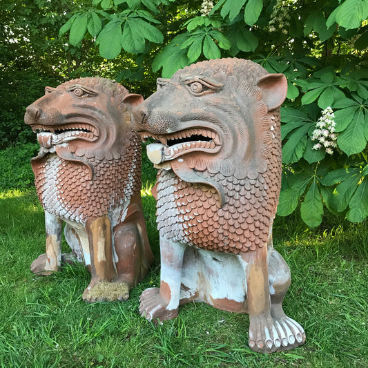 A Pair Terracotta Gatekeeper Lions/ Dogs of Foo