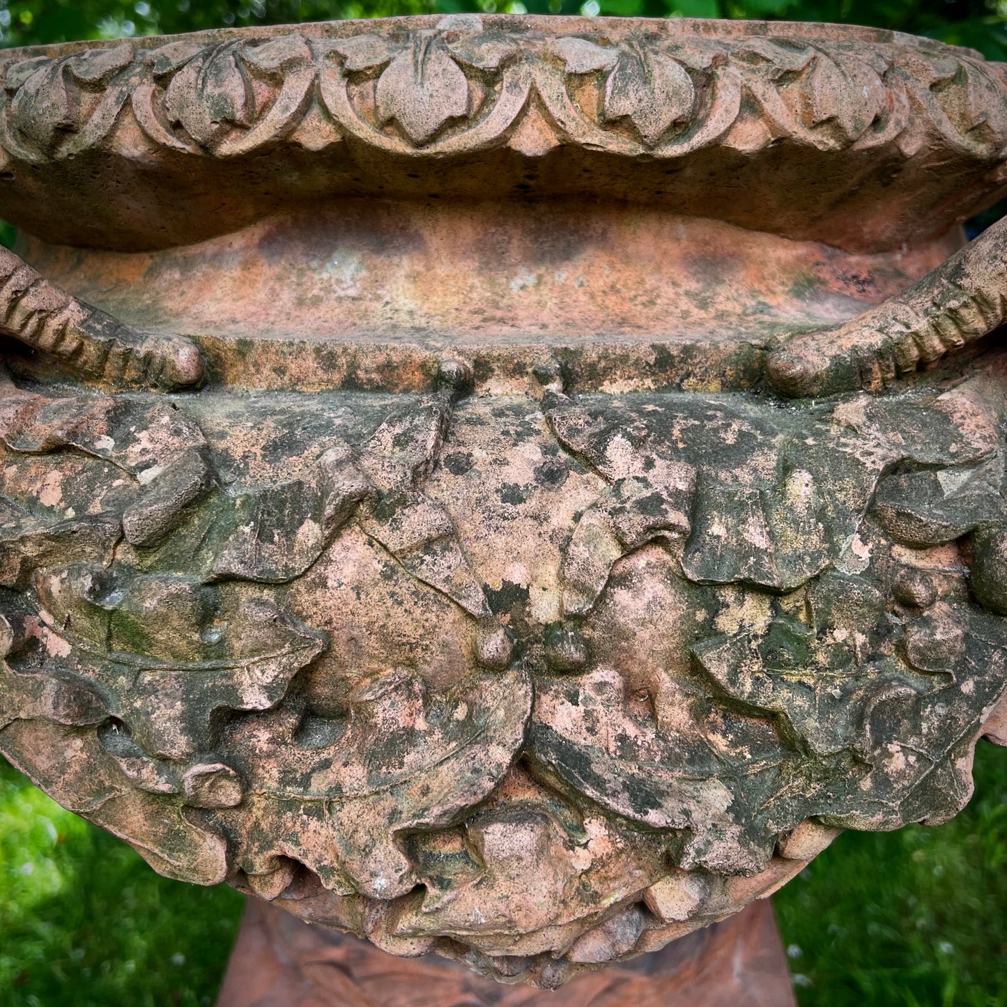 An Italian Neoclassical Style Terracotta Centrepiece Urn with Plinth