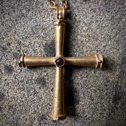 Byzantine Gold Cross With Garnet Pendant c.600 A.D.