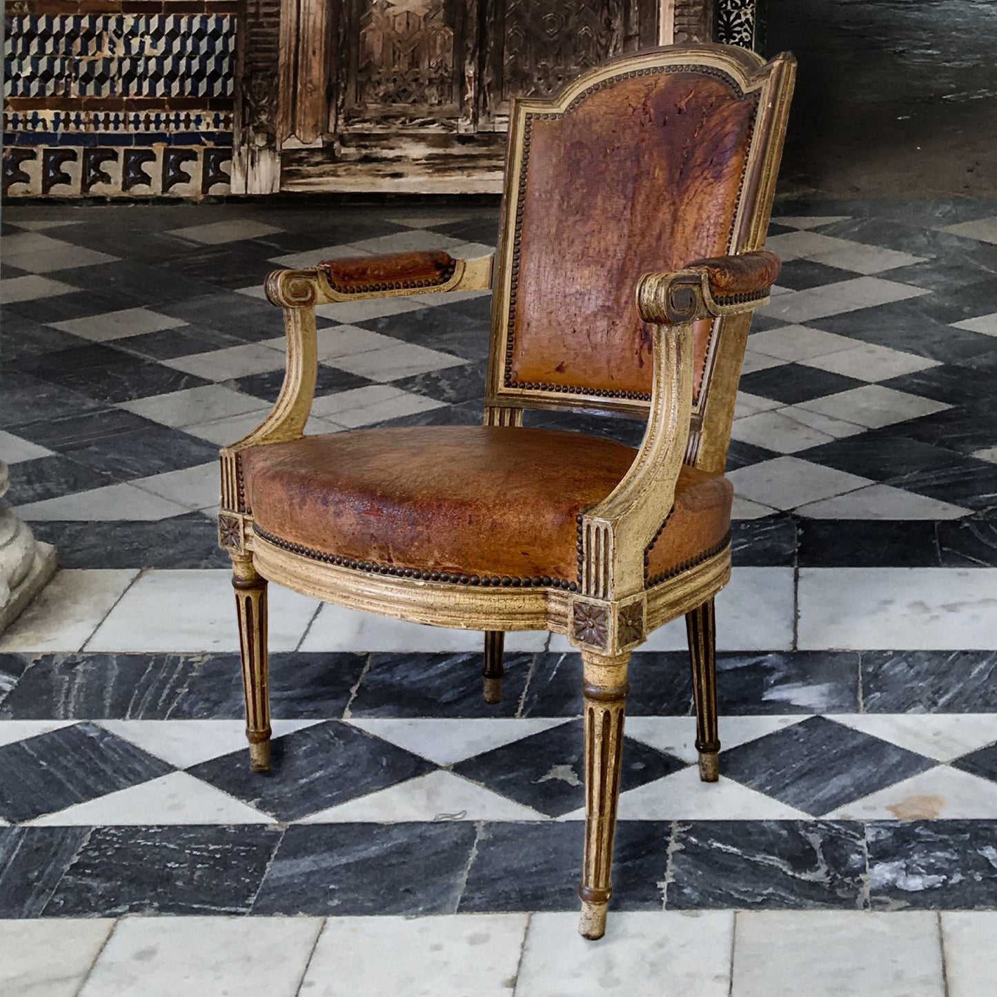 French Leather Armchair c.1870