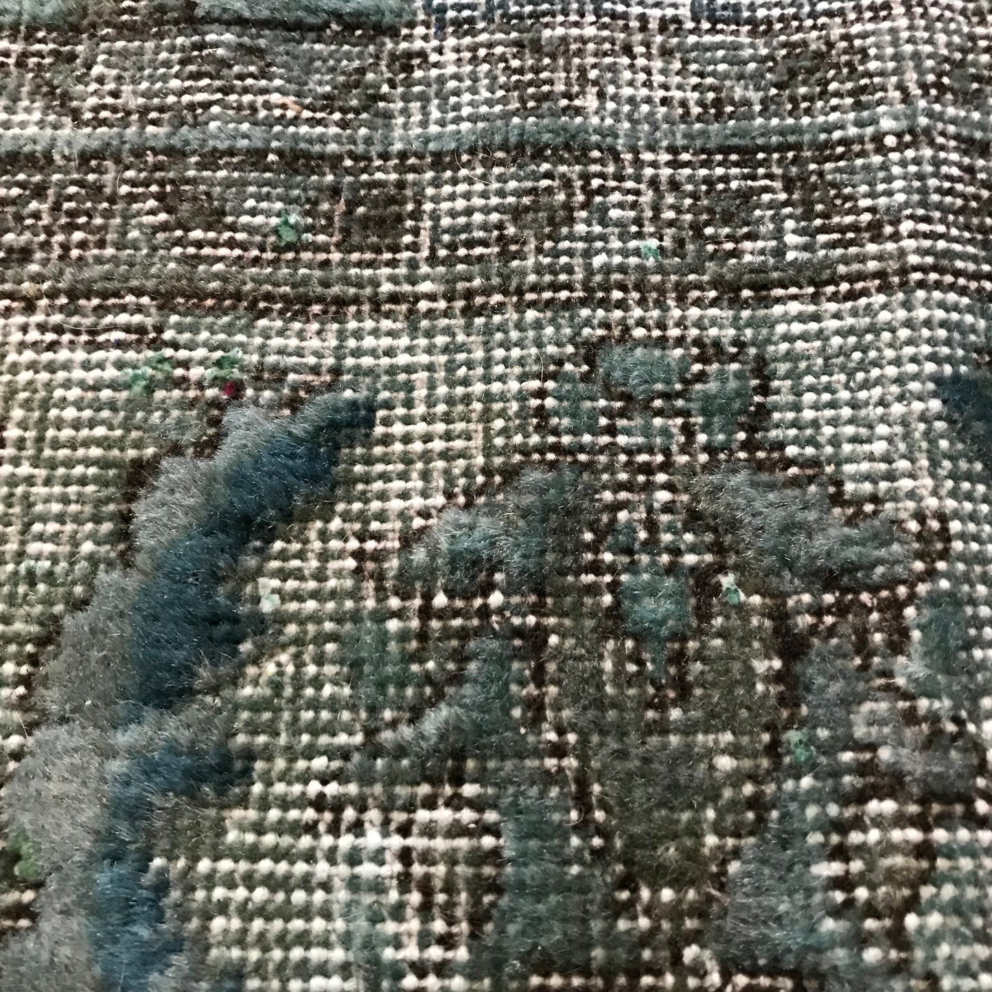 Antique Artisan Re-Worked Turkish Carpet Faded Turquoise