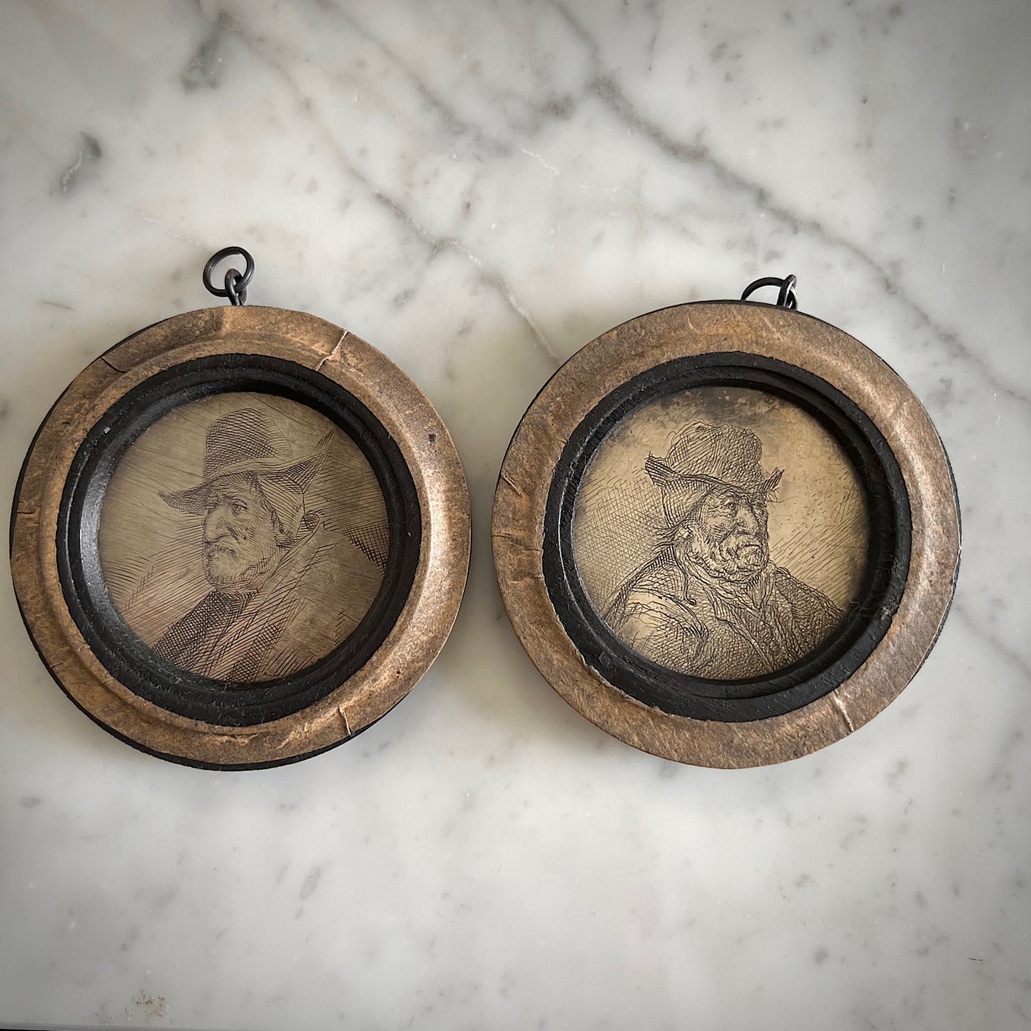 Pair of 17th Century Dutch Miniature Portrait Roundels