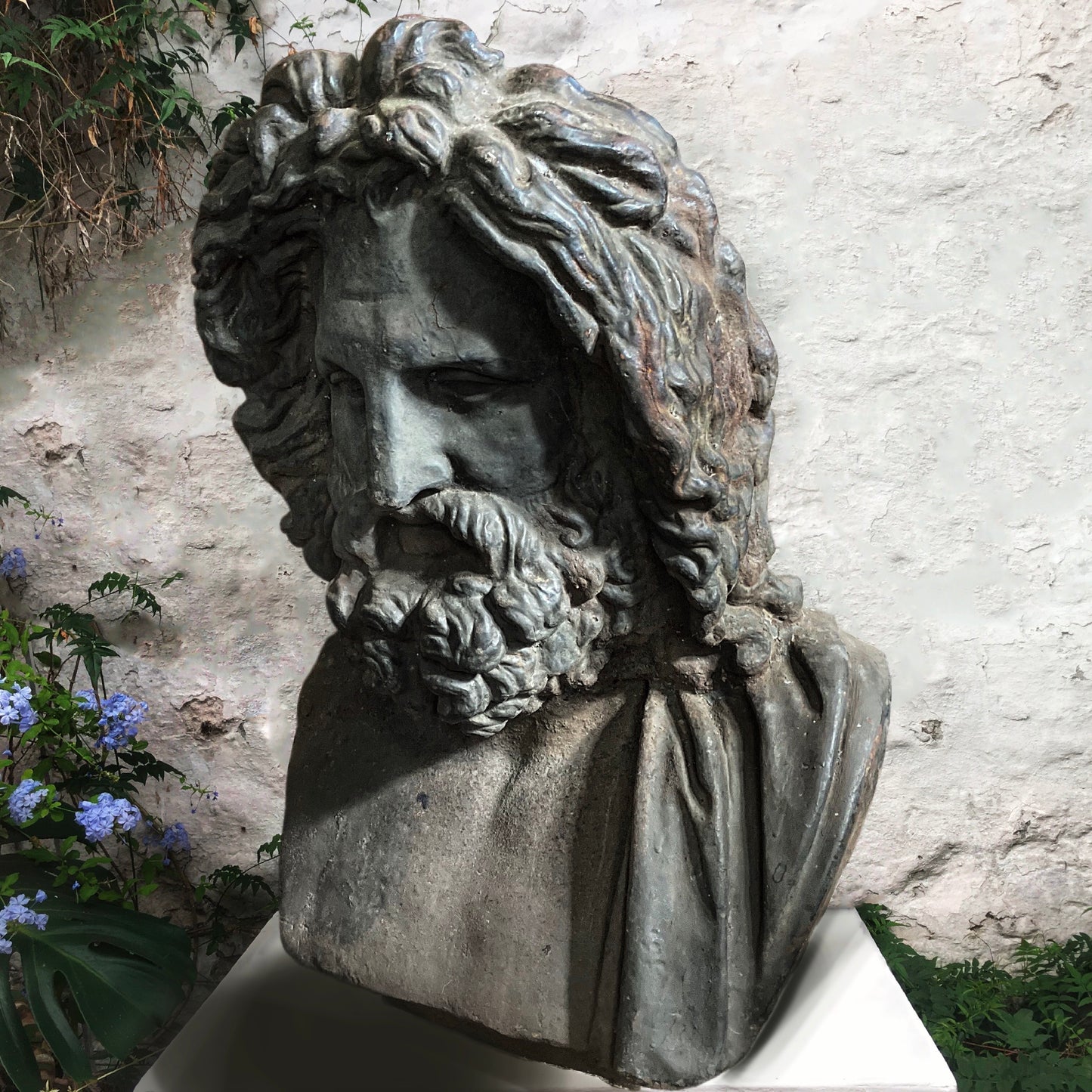 Monolithic Cast Iron Bust of the God Zeus of Otricoli.